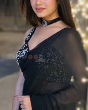 Beautiful Jannat Zubair Rahmani in a Transparent Black Saree Pictures 01