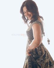 Beautiful Kerala Actress Samyuktha in a Black Ethnic Embroidered Bodice with a Flared Lehenga Skirt Pictures 02
