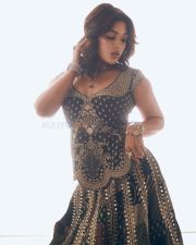 Beautiful Kerala Actress Samyuktha in a Black Ethnic Embroidered Bodice with a Flared Lehenga Skirt Pictures 03