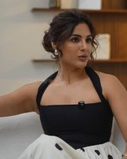 Charming Actress Samyuktha Menon in a Black Halter Top and Polka Dot Skirt Photos 02