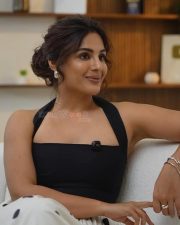 Charming Actress Samyuktha Menon in a Black Halter Top and Polka Dot Skirt Photos 03