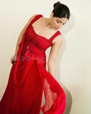Glamorous Actress Samyuktha Menon in a Red Embellished Sequin Corset Saree Photos 02 Glamorous Actress Samyuktha Menon in a Red Embellished Sequin Corset Saree Photos 02