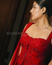Glamorous Actress Samyuktha Menon in a Red Embellished Sequin Corset Saree Photos 04 Glamorous Actress Samyuktha Menon in a Red Embellished Sequin Corset Saree Photos 04