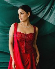 Glamorous Actress Samyuktha Menon in a Red Embellished Sequin Corset Saree Photos 06 Glamorous Actress Samyuktha Menon in a Red Embellished Sequin Corset Saree Photos 06