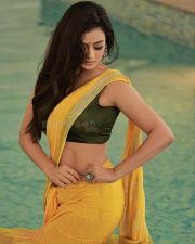 Hot Shweta Tiwari in Yellow Saree and Black Blouse Spicy Photos 05