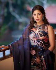 Maharagni Queen of Queens Actress Samyuktha Menon in a Sleeveless High Neck Embellished Blouse with a Matching Skirt and Dupatta Pictures 01 Maharagni Queen of Queens Actress Samyuktha Menon in a Sleeveless High Neck Embellished Blouse with a Matching Skirt and Dupatta Pictures 01