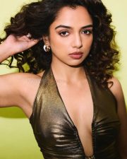 O Saathi Re Actress Ahsaas Channa in a Metallic Gold Pleated Maxi Gown Pictures 01