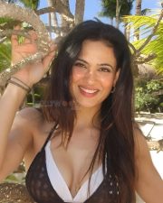 Sexy MILF Shweta Tiwari in a Black and White Beach Bikini Photos 03