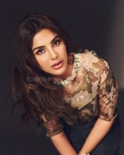 South Indian Actress Samyuktha Menon in a Bohemian Style Printed Organza Blouse with a High Waisted Skirt Photos 01