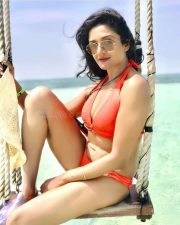 Telugu Actress Vimala Raman in Red Two Piece Swimsuit Photo 01
