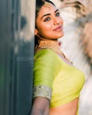 actress indhuja green saree photos 05