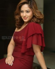 Actress Nikesha Patel Sexy Red Dress Photos 17