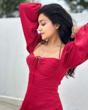 Sexy Avantika Mishra in a Red Ruched Dress Pictures 01