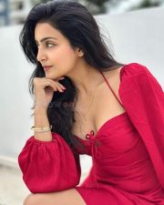 Sexy Avantika Mishra in a Red Ruched Dress Pictures 04