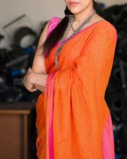 Tollywood Actress Rashmi Gautam in an Orange Saree Photos 01
