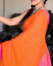Tollywood Actress Rashmi Gautam in an Orange Saree Photos 02