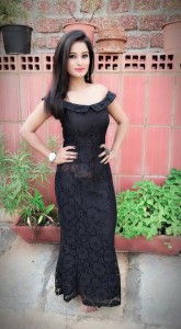 Actress Anusha Rai Black Dress Photos 03