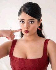 Bold and Attractive Riddhi Kumar in a Crimson Red Frock Style Mini Dress Pictures 02