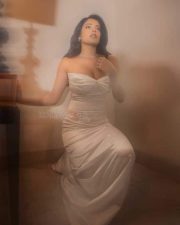 Elegant Riddhi Kumar in a White Strapless Gown with a Corset Bodice Pictures 04