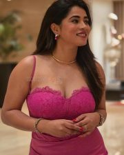 Gangster Alla Prankster Movie Heroie Megha Dayananda Viranika Shetty in a Pink Cocktail Party Dress with Thin Straps Photos 02