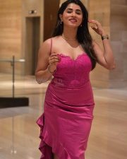 Gangster Alla Prankster Movie Heroie Megha Dayananda Viranika Shetty in a Pink Cocktail Party Dress with Thin Straps Photos 10