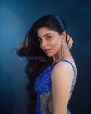Glamorous Actress Divya Bharathi in a Blue Sequined V Neck Gown Photos 04