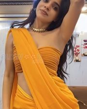 Glamorous Divya Bharathi in a Yellow Saree and Strapless Blouse Pictures 01