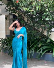 Gorgeous Divyabharathi in a Turquoise Saree with a Matching Blouse Pictures 02