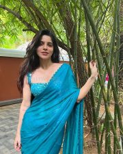 Gorgeous Divyabharathi in a Turquoise Saree with a Matching Blouse Pictures 03