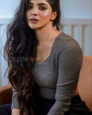 Sexy Divya Bharathi in a Grey Long Sleeved Crop Tshirt Photos 03