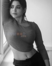 Sexy Divya Bharathi in a Grey Long Sleeved Crop Tshirt Photos 04