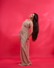 Sexy Stunner Divya Bharathi in a Champagne Gold Sequin One Shoulder Saree with a Strapless Cleavage Corset Blouse Photos 09