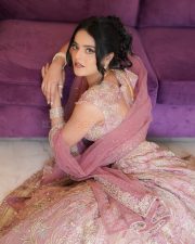 Superboys of Malegaon Actress Riddhi Kumar in a Rose Pink Floral Embroidered Silk Choli with a High Waisted Lehenga Skirt and Net Dupatta Photos 03
