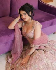 Superboys of Malegaon Actress Riddhi Kumar in a Rose Pink Floral Embroidered Silk Choli with a High Waisted Lehenga Skirt and Net Dupatta Photos 04