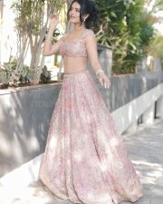 Superboys of Malegaon Actress Riddhi Kumar in a Rose Pink Floral Embroidered Silk Choli with a High Waisted Lehenga Skirt and Net Dupatta Photos 09