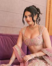 Superboys of Malegaon Actress Riddhi Kumar in a Rose Pink Floral Embroidered Silk Choli with a High Waisted Lehenga Skirt and Net Dupatta Photos 10
