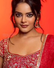 The RajaSaab Actress Riddhi Kumar in a Red Embroidered Lehenga Photos 01 The RajaSaab Actress Riddhi Kumar in a Red Embroidered Lehenga Photos 01
