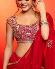 The RajaSaab Actress Riddhi Kumar in a Red Embroidered Lehenga Photos 04 The RajaSaab Actress Riddhi Kumar in a Red Embroidered Lehenga Photos 04