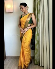 Alluring Srinidhi Shetty in Yellow Silk Saree Pictures 02