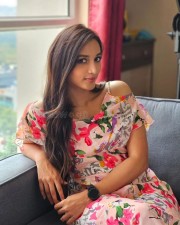 Beautiful Srinidhi Shetty in a Pink Floral Maxi Dress Pictures 06