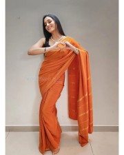 Beauty Srinidhi Shetty in a Vibrant Orange Saree Pictures 01