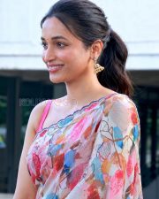 Effervescent Actress Srinidhi Shetty in a White watercolor floral print organza saree with scalloped blue border and hot pink sleeveless blouse Photos 06 Effervescent Actress Srinidhi Shetty in a White watercolor floral print organza saree with scalloped blue border and hot pink sleeveless blouse Photos 06