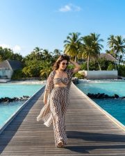 Cute Nisha Aggarwal in a Black and White Vacation Bikini Pictures 04