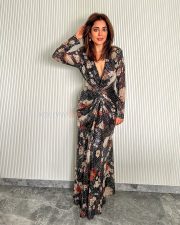 Elegant Nisha Aggarwal in a Pleated Maxi Dress Photos 02