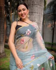 Actress Eeshanaya Maheshwari in Transparent Saree Photos 01