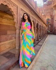 Colourful Beauty Eshanya Maheshwari Sexy Navel Saree Photos 03