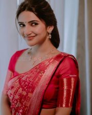 Cute Sreeleela in a Red Silk Saree Pictures 02