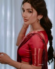 Cute Sreeleela in a Red Silk Saree Pictures 03