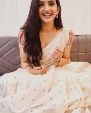 Cute Sreeleela in a Traditional White Saree Photo 01