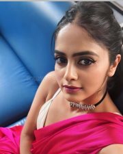 Glamorous Pragya Nayan Cleavage in a Pink Saree with a White Sleeveless Bra Photos 01